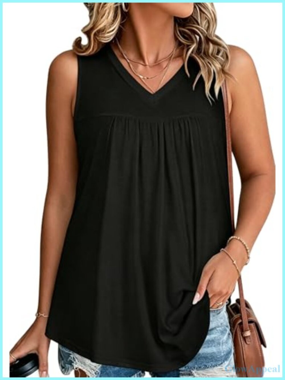 Womens Sleeveless V-Neck Tank Tops Summer Loose Fit Tunic Blouses